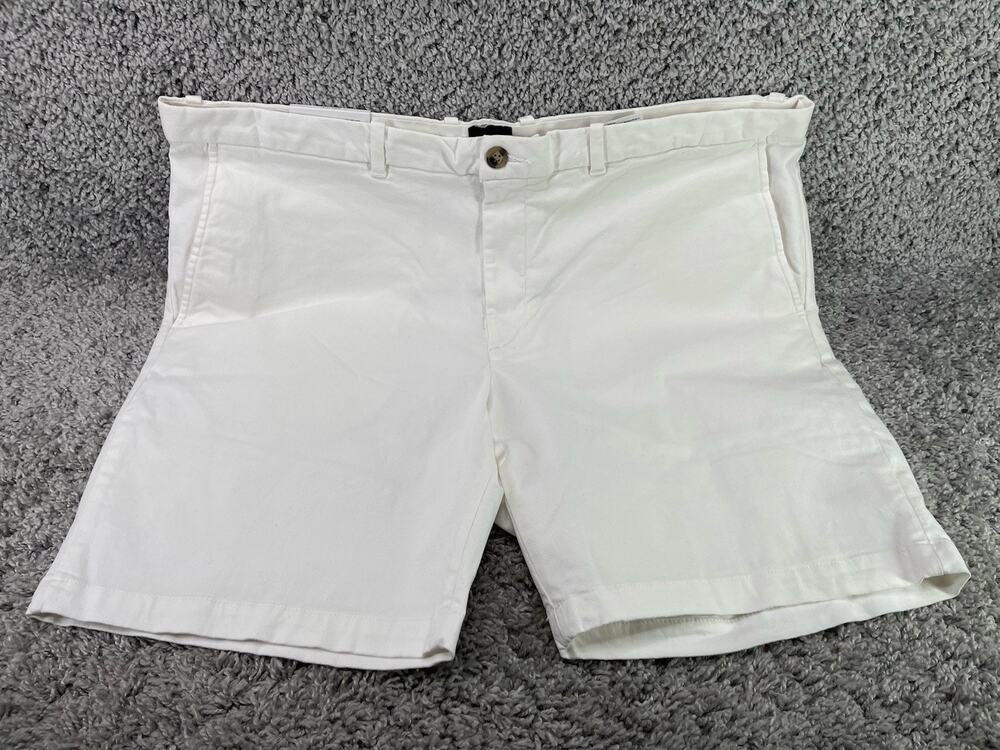 H&M Men's Regular Fit Shorts Length Cotton Chinos White Color Size 40 New
